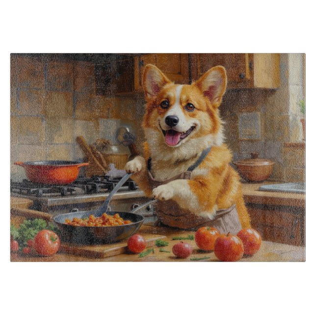 Corgi lagar mat i köket (Framsidan)