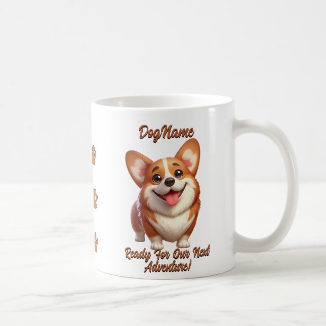 Corgi, Lägg till Hund Namn, Ändra text Kaffemugg (Höger)