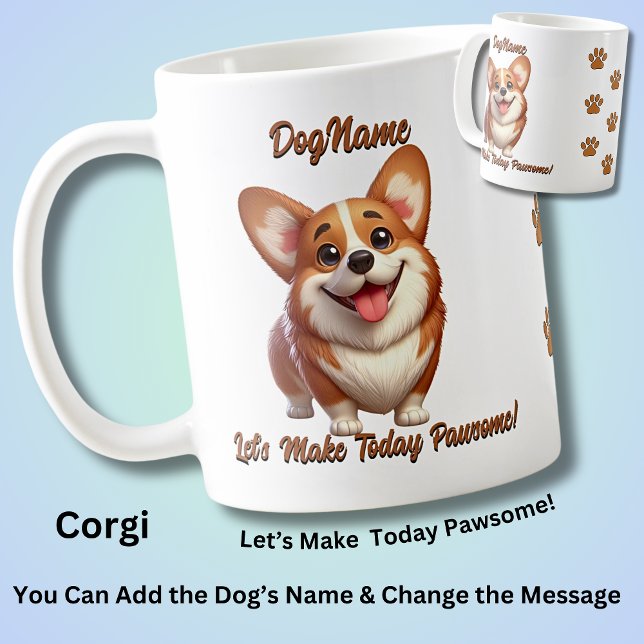 Corgi, Lägg till Hund Namn, Ändra text Kaffemugg (Skapare uppladdad)