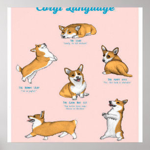 Corgi Language Print Poster