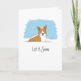 Corgi Låt det snöa Cute Hund White-Anpassningsbarn Helgkort
