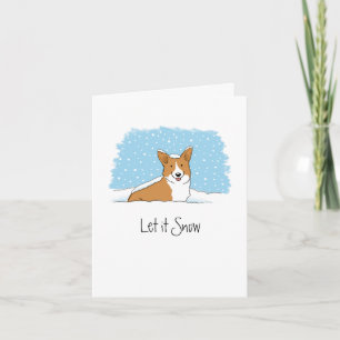 Corgi Låt det snöa Cute Hund White-Anpassningsbarn Helgkort
