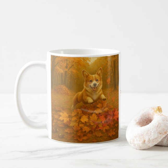 Corgi Leaf Leap Kaffemugg (Med munk)