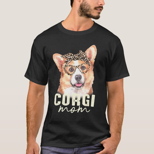 Corgi Leopard Skriv ut Bandana Hund T Shirt (Framsida)