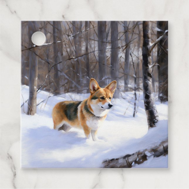 Corgi Let It Snow Jul Gåvor Etiketter (Framsida)