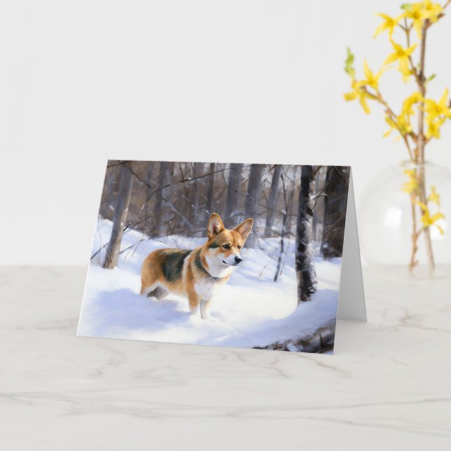 Corgi Let It Snow Jul Kort (Gul blomma)