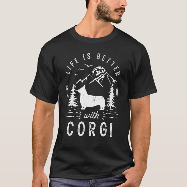 Corgi Life Better Mamma Pappa Hund T Shirt (Framsida)