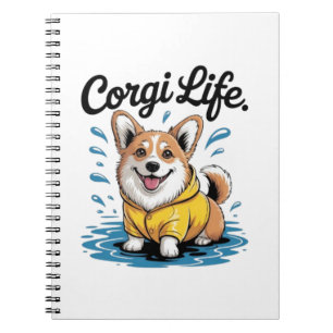 Corgi Life – Söt hund i regnrock Vintage Anteckningsbok