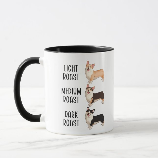 Corgi Light Medium Dark Roast Coffee Lover Gift Mu Mugg (Vänster)