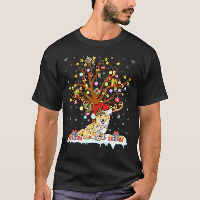 Corgi Lighting Julafton Träd Corgi Julgran T Shirt (Framsida)