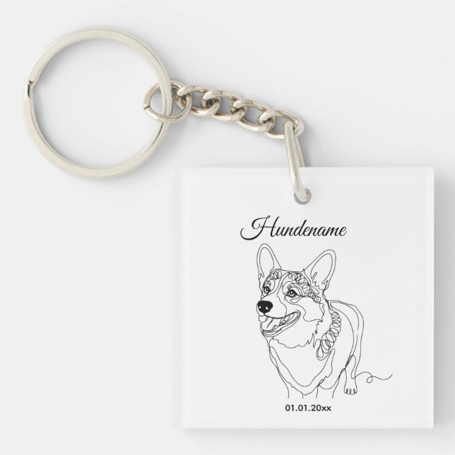 Corgi Line Art personalized dog (Framsidan)