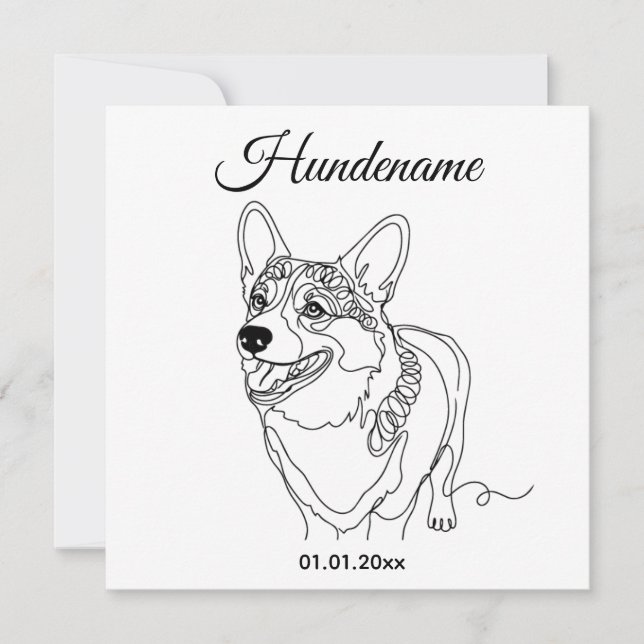 Corgi Line Art personalized dog (Framsida)