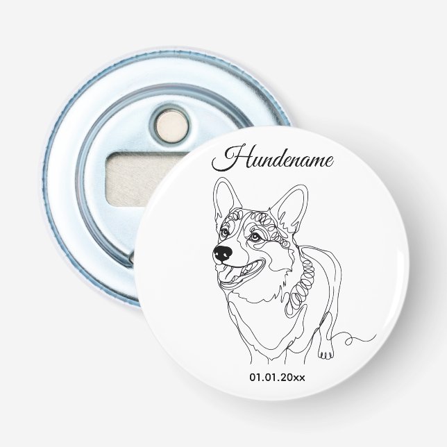 Corgi Line Art personalized dog Flasköppnare (Framsidan)