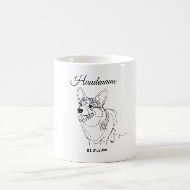 Corgi Line Art personalized dog Kaffemugg (Center)