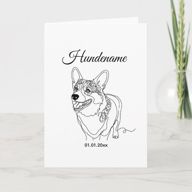 Corgi Line Art personalized dog Kort (Framsida)