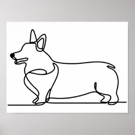 Corgi Line Teckning Poster