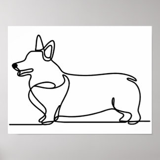 Corgi Line Teckning Poster