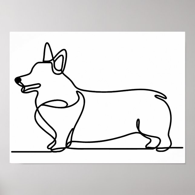 Corgi Line Teckning Poster (Framsidan)