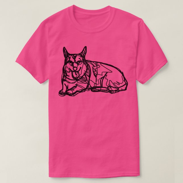 Corgi Line Teckning Tunga ut tisdag Hund T Shirt (Design framsida)