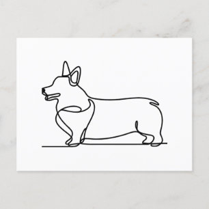 Corgi Line Teckning Vykort