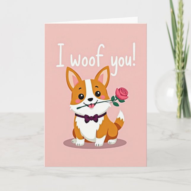 Corgi Love Woof You Hundkort Kort (Framsida)