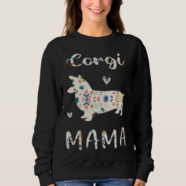 Corgi Mama Floral Dog Mom Love T Shirt (Framsida)