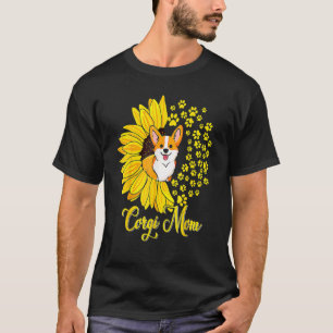 Corgi Mamma Cute Corgi Hund Sunblomma Lycklig Mor T Shirt