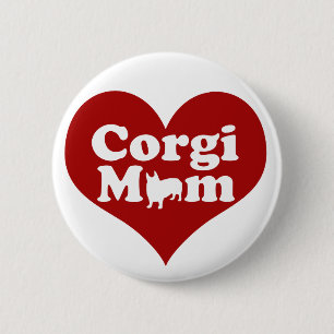 Corgi Mamma Cute Red Heart Knapp