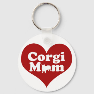 Corgi Mamma Cute Red Heart Nyckelring