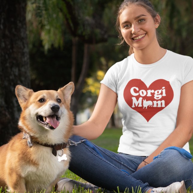 Corgi Mamma Cute Red Heart T Shirt (Skapare uppladdad)