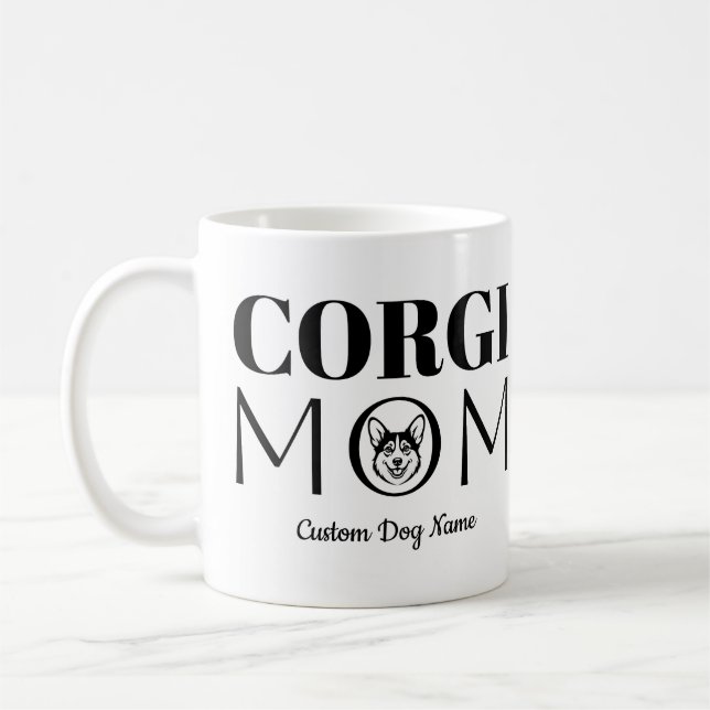 Corgi MAMMA Födelsedagspresent För Mamma, Hundmamm Kaffemugg (Vänster)