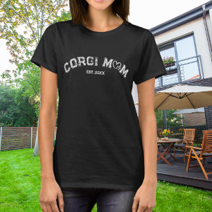 Corgi Mamma Hjärta Tass Distressed Vit T Shirt