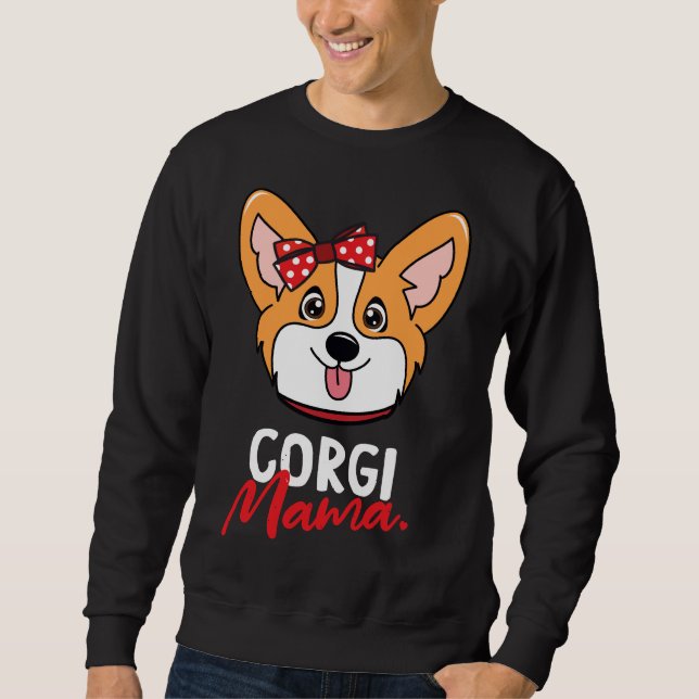 Corgi Mamma Hund Lång Ärmad Tröja (Framsida)