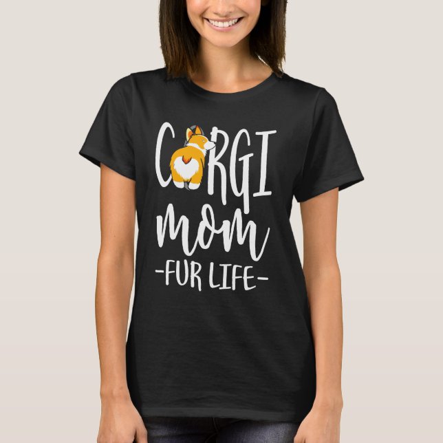 Corgi Mamma Päls Livet Långt T Shirt (Framsida)