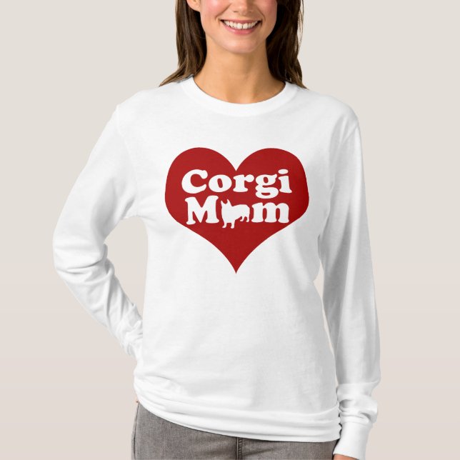 Corgi Mamma Red Heart T Shirt (Framsida)
