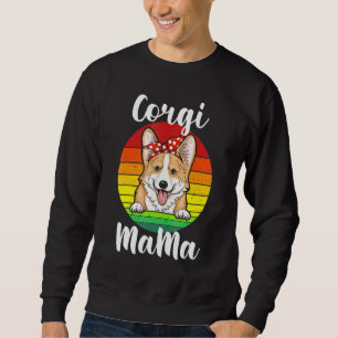 Corgi Mamma Red Polka Retro Rainbow Hund älskare Lång Ärmad Tröja