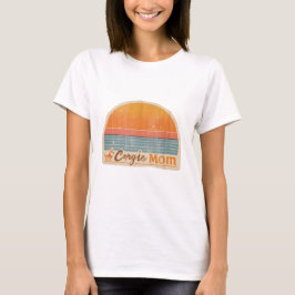 Corgi Mamma Retro 70s Solnedgång T-shirt
