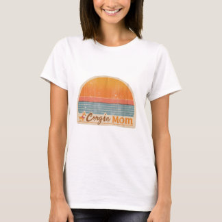 Corgi Mamma Retro 70s Solnedgång T-shirt