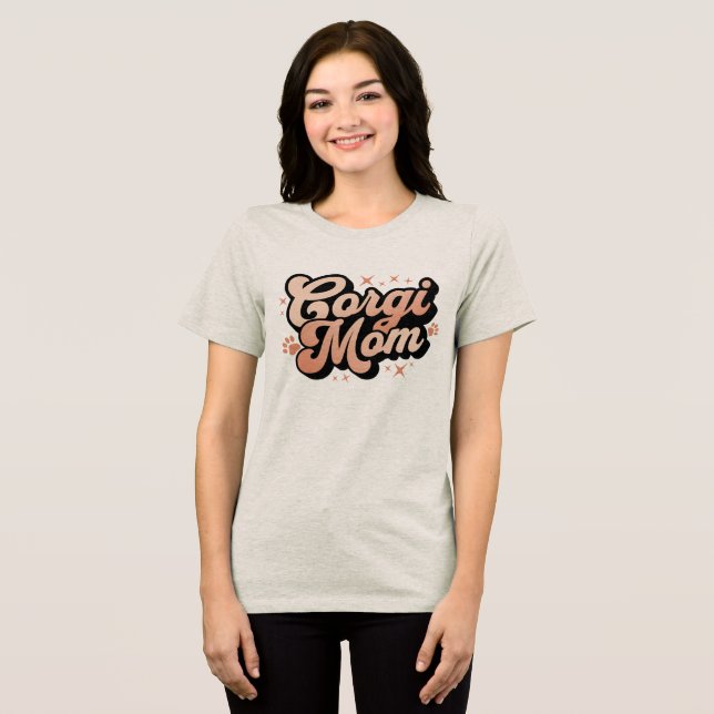 Corgi Mamma Retro Typografi T Shirt (Framsida Full)