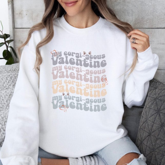 Corgi Mamma Retro Valentine Day Anpassade T Shirt (Skapare uppladdad)