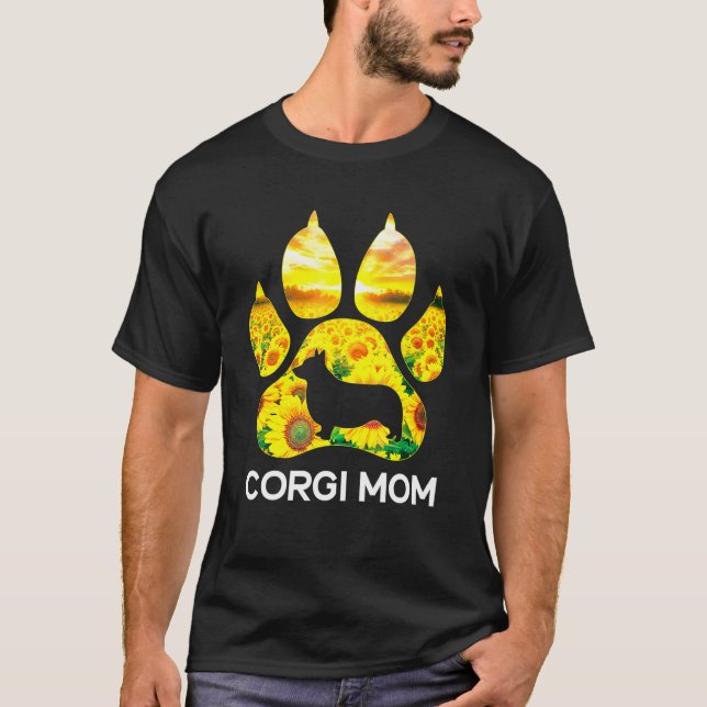 Corgi Mamma Solros Corgi Hund Hund Mamma Mamma T Shirt (Framsida)
