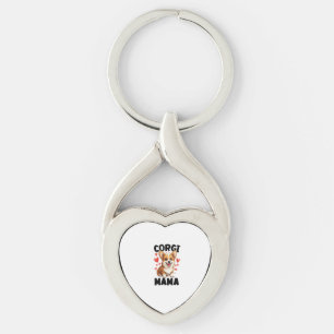 Corgi Mamma - Söt Corgi Mamma Twisted Heart Silverfärgad Nyckelring