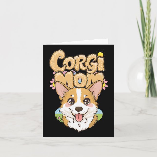 Corgi Mamma Vår Blommigt Design - Påsk Corgi Kärle Kort (Framsida)