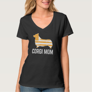 Corgi Mamma Vintage Patriotisk Med Amerikansk Flag T Shirt