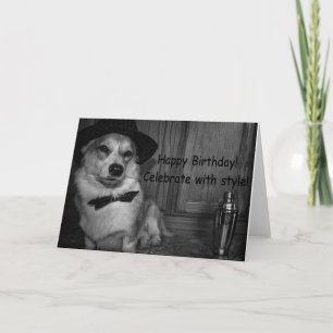 Corgi martini shaker-födelsedagskort kort