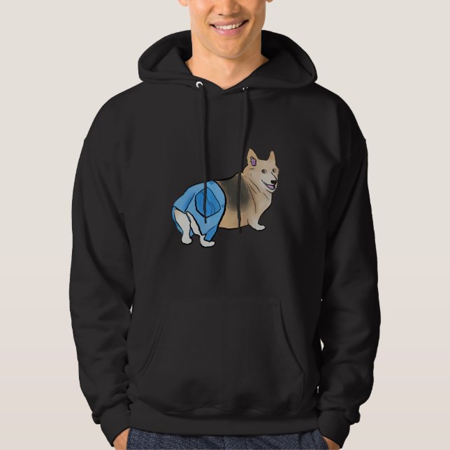 Corgi med Byxor Hoodie (Framsida)