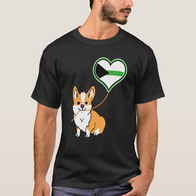 Corgi med demiromantisk ballong t shirt (Framsida)