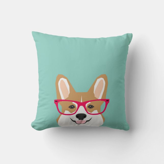 Corgi med glasögon - Hipster Hund, Cute Corgi GIft Kudde (Framsida)
