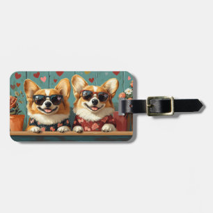 Corgi Med Hjärtrosor Alla Hjärtans Dag Bagagebricka