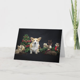 Corgi med julskogs vänner kort